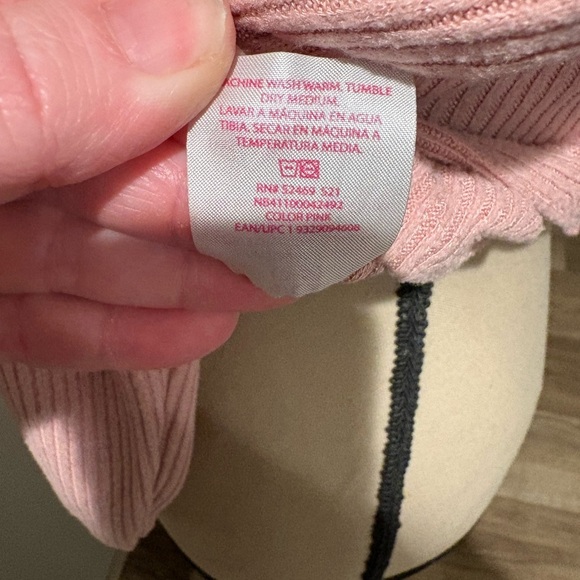 No Boundaries Pink Cowl Neck Sweater with Ribbed Texture - Picture 4 of 5